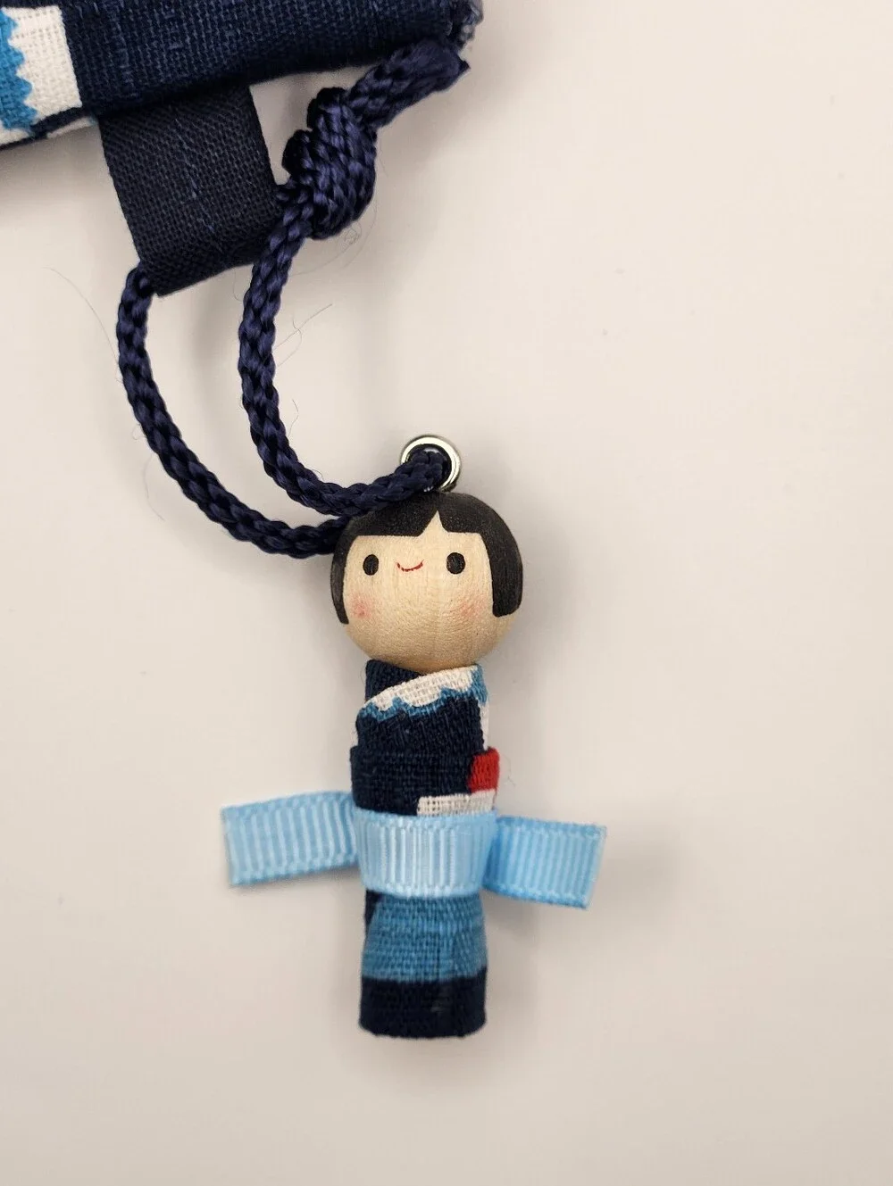 Nagomiya Japanese Pattern Mount Fuji Zipper Pouch with Kokeshi Doll Charm